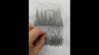 Dibujar paisaje en un minuto Ejercicio con un lápiz 8B [upl. by Assirahc]