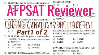 AFPSAT Reviewer  CODE number Aptitude Test Analogy part1 of 2 [upl. by Arrekahs411]