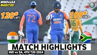 India Vs South Africa 4th T20 Match Highlights 2024  Sanju Samson 109 Runs In 56 Balls Highlights [upl. by Atined]