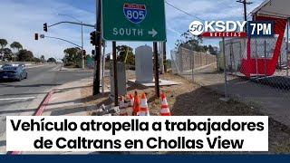 KSDY Noticias 7PM  Vehículo atropella a trabajadores de Caltrans en Chollas View [upl. by Noiraa]