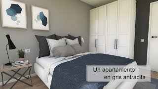 Diseño Interior Apartamento 38 m2 Gris Antracita [upl. by Dnomra]