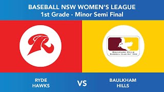 NSW Womens League  First Grade Minor Semi FInal  Ryde Hawks v Baulkham Hills Kookaburras [upl. by Nevad803]