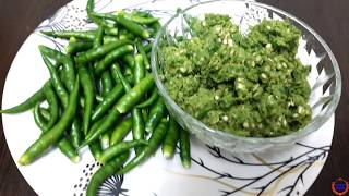 हरी मिर्च को स्टोर करना की विधि Green chilli paste Recipe Gujarati Kitchen [upl. by Rehpotsirhc]