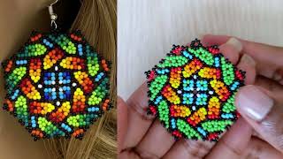 NEW STEP BY STEP Huichol style beadwork tutorial seed bead earrings tutorialmostacillas [upl. by Prima]