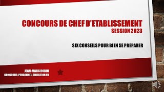 CONCOURS DE CHEF DETABLISSEMENT  SESSION 2023 [upl. by Petty815]