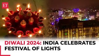 Diwali 2024 India celebrates festival of lights with colours and fireworks visuals [upl. by Denney]