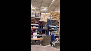 Lowes Employee Gets Stuck on Lift with Heavy Box [upl. by Abell]