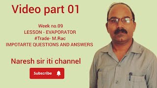 Week no 09 LESSON  EVAPORATOR Video 01Trade M Racnaresh sir iti [upl. by Tak]