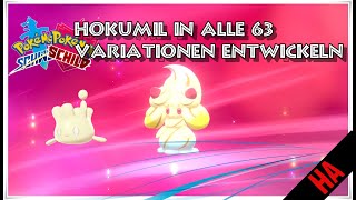 POKéMON SCHWERT UND SCHILD  HOKUMIL ZU ALLEN 9 POKUSAN ENTWICKELN 63 FORMEN  OHNE SHINY SONST 70 [upl. by Nnylahs]