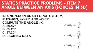 Non Coplanar Force System  One Direction Angle Missing [upl. by Eveineg339]