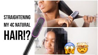 REVIEWING Tymo Hair Straightening Comb  I STRAIGHTENED MY 4C NATURAL HAIR 😱🤯 [upl. by Lebazi]