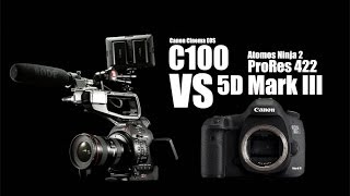 Canon C100 VS 5D Mark III Both cameras recorded by Atomos Ninja 2 in ProRes [upl. by Mikkel]