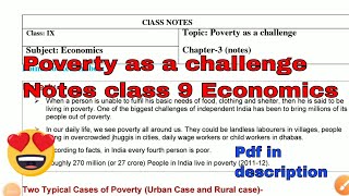 poverty as a challenge class 9 notes pdf download [upl. by Waine516]