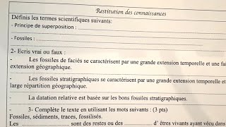 Contrôle SVT 1AC sur les fossiles et la fossilisation [upl. by Ellebanna861]