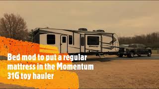 Regular queen mattress mod for the Momentum 31G toyhauler [upl. by Tace]