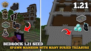 Bedrock Seed Minecraft 121 Seed  Spawn Woodland Mansion with many Buried Treasure amp Other Spawn [upl. by Anaytat]