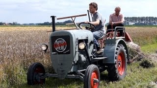 Henk en DerkJan Grijsen oogst met Eicher ED 16 en JF ééndoeks zelfbinder Mod H5BL Jan Rijpma © [upl. by Akkimat131]