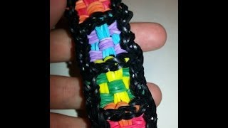 ONE Loom Checkerboard Bracelet Tutorial by feelinspiffy Rainbow Loom [upl. by Jareb]