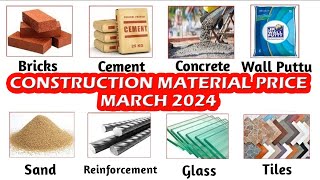 construction material price list march 2024 cement brick steel solid block m sand price [upl. by Ogeid564]