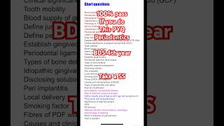 100 pass if you do this PYQ last 5 yrs of periodontics 4th year BDS exam dentistry shortsvideo [upl. by Naehgem]