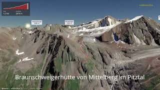 Braunschweiger Hütte von Mittelberg im Pitztal ∆ hiking trails ∆ 3dtrailcomaustria [upl. by Johansen]