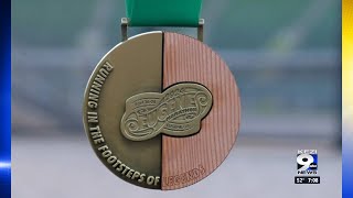 Eugene Marathon medals contain wood salvaged from Hayward grandstand [upl. by Darline76]