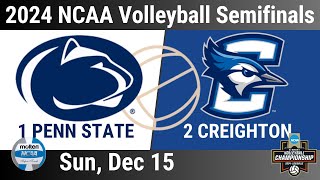 2024 Dec 14  2 Creighton vs 1 Penn State  2024 Volleyball Championship Semi  20241214 [upl. by Aneahs]