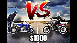 DRAG RACING STOCK YZ450 VS BUILT YFZ 450 FOR 1000 [upl. by Jeffrey]