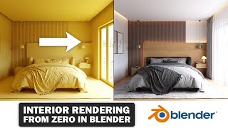 Blender  Bedroom Tutorial Modeling Lighting Materials Rendering [upl. by Aerdnak]