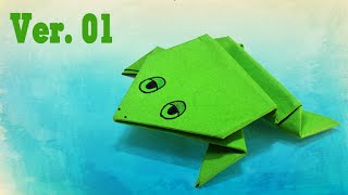 Kids easy origami  How to make a jumping frog ver1 [upl. by Elletnuahs679]