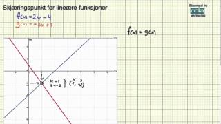 Matematikk 2PY funksjoner Skjæringspunkt mellom lineære funksjoner [upl. by Amena]