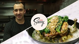 Marc Forgiones Famous Chicken Under a Brick Recipe  Savvy Ep 24 [upl. by Llerot359]