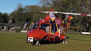 Cornwall Air Ambulance AW169  Landing shutdown startup and departure from Wadebridge Camels [upl. by Anelrac]