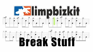 Limp Bizkit  Break Stuff 🔴 Drum Notation  Tutorial chamisdrums Bass Tabs onChamisBass [upl. by Ardnasirk]