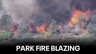 Live Aerial footage of Park Fire burning in Butte County [upl. by Einallem]