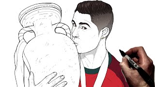 How To Draw Cristiano Ronaldo Trophy  Step By Step  Soccer  Football [upl. by Lerrad]