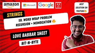 59 Word Wrap Problem  Memoization  Strings  450 DSA [upl. by Okiek]