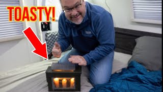 DIY Beeswax Candle Heater for my Teardrop Camper  Winter Camping [upl. by Ynaffet]