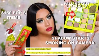 KYLIE X THE GRINCH STOLE MY COINS lets review this dry amp chalky holiday makeup collection [upl. by Oeht164]