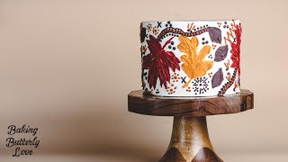 Fall Leaves Painted Buttercream Cake [upl. by Duntson542]