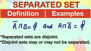 Separated sets  Definition  Examples  Real Analysis  Metric Space  Topology  connectedness [upl. by Arammat392]