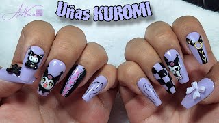 Set Uñas KUROMI Mano Alzada paso a pasoAnNeiru [upl. by Yadahs530]