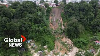 Drone video shows aftermath of deadly landslide in Brazil’s Amazon [upl. by Mettah153]