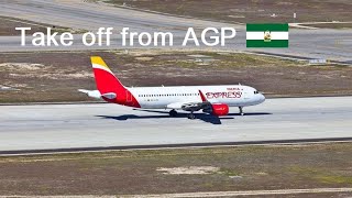 Iberia Express Airbus A320200 take off from MálagaCosta del Sol airport Spain [upl. by Tonye]