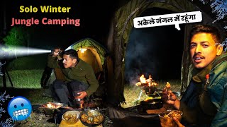 Solo Winter Camping In Forest amp Cooking Chicken Garlic  Uttarakhand Jungle Camping [upl. by Cirdla822]