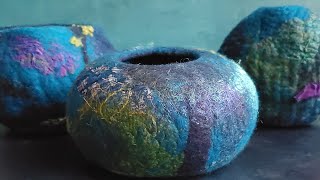 How to Wet Felt a Bowl or a Vessel for Beginners Wet Felting Tutorial livingfelt [upl. by Wilsey]