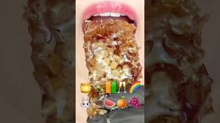 ASMR EMOJI FOOD 🍯🍾🟧🟩🥂🌈🐰🦔🍉🍊🍇 이모지 먹방 sped up [upl. by Emalee777]