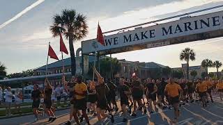 US Marines Parris Island Motivational Run May 16 2024 Golf Company [upl. by Towers659]