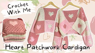 HEART PATCHWORK CROCHET CARDIGAN  Crochet Tutorial  Simple and Easy [upl. by Blaze]