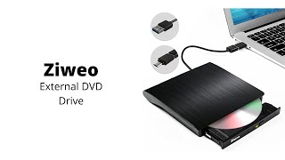 Ziweo  External DVD Drive USB 30 TypeC CD Burner Portable CD DVD RW Drive DVD Player [upl. by Lynna470]